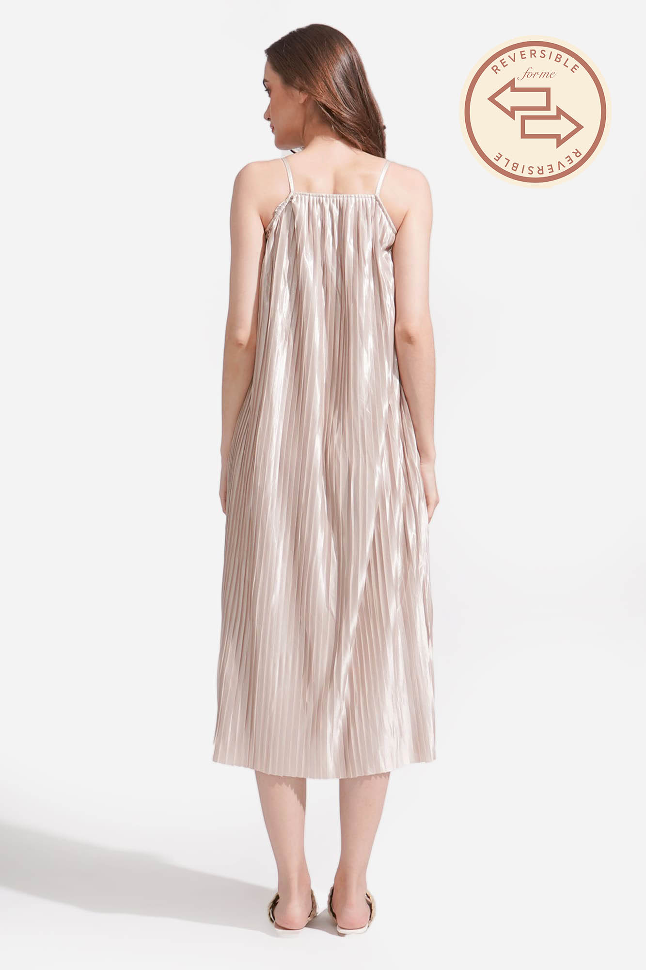 Reversible Sleeveless Pleated Dress