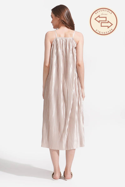 Reversible Sleeveless Pleated Dress