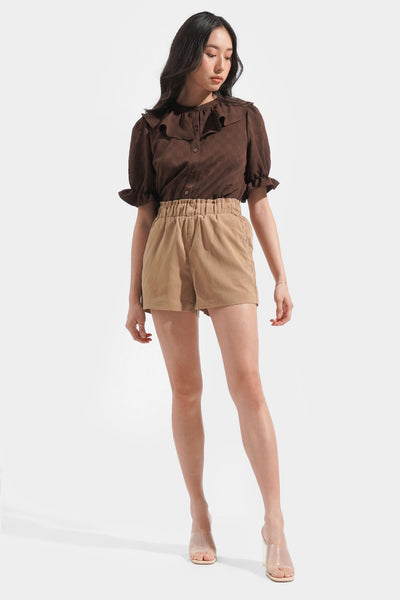 Textured Frill Button Down Top