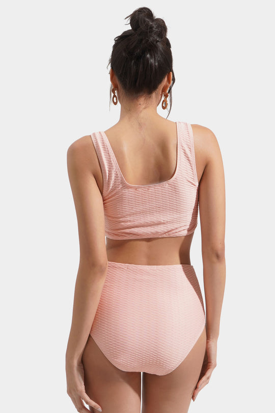 Textured Two-Piece High Waisted Bikini