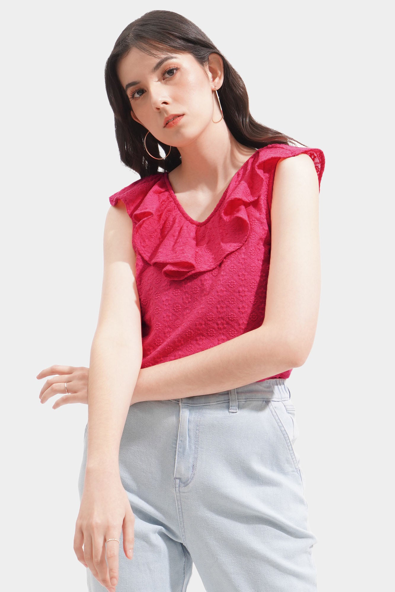 Eyelet Ruffle Top