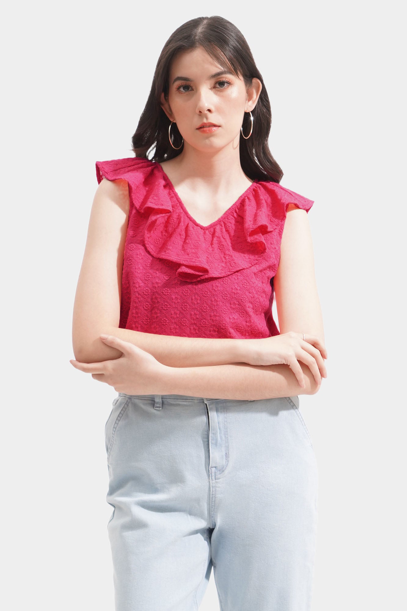 Eyelet Ruffle Top