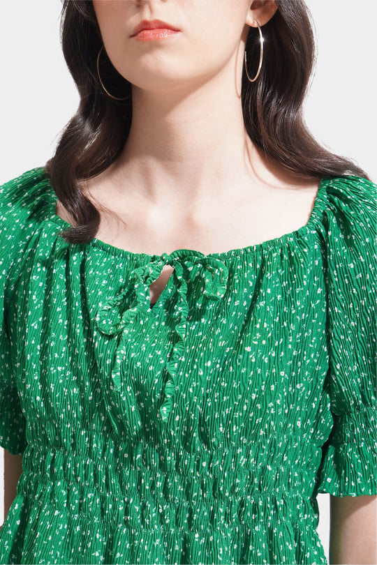 Textured Floral Peplum Top