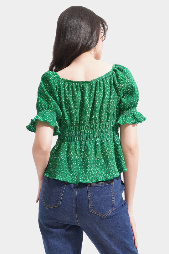 Textured Floral Peplum Top
