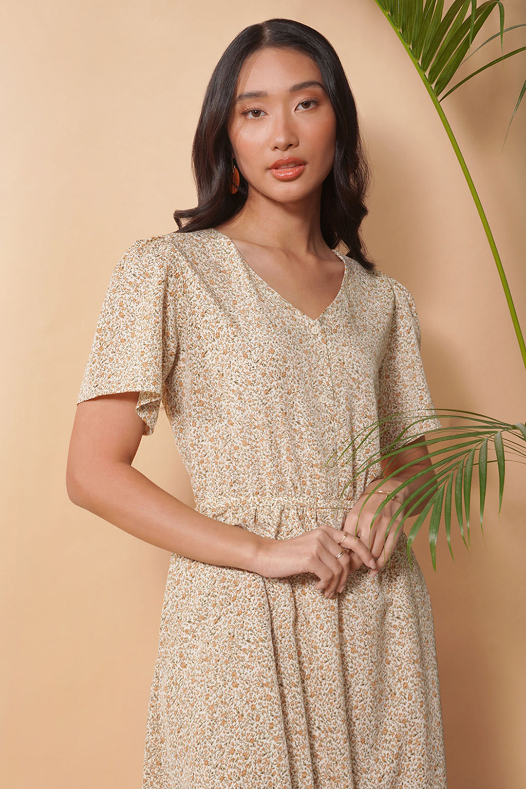 Floral V-Neck Fit And Flare Dress